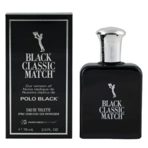 Parfums Belcam Black Classic Match Eau De Toilette, Cologne for Men, 2.5 Fl oz